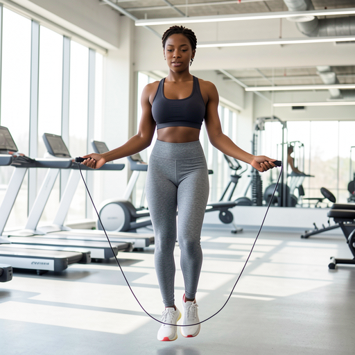 woman jumping rope gym