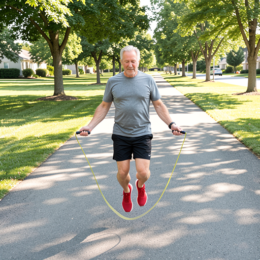 man jumping rope park