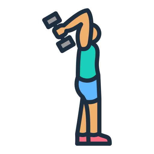 man working on his trecep with dumbbell